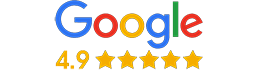 Google logo with a 4.9 out of 5 star rating.